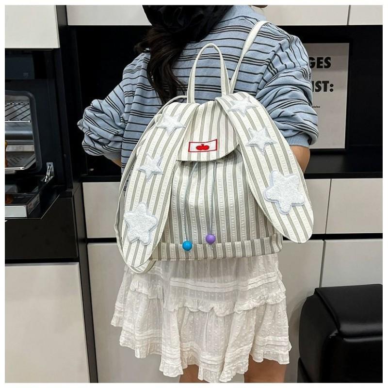 Striped Backpack Women s Large-capacity Commuting Tote Bag Students schoolbag Rabbit Ears 26x12x28
Striped Backpack Women s Large-capacity Commuting Tote Bag Students schoolbag Rabbit Ears 26x12x28
