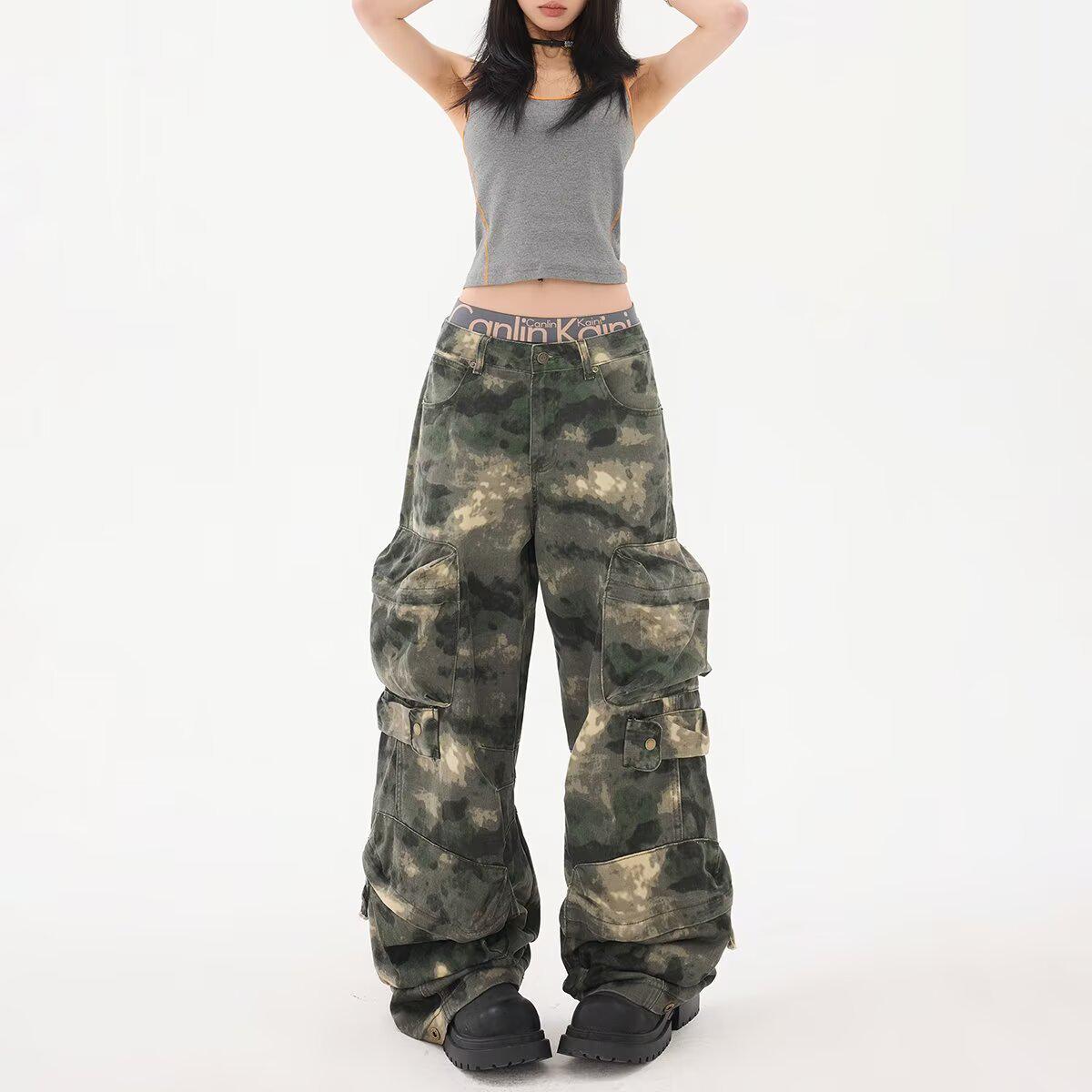 Unisex Retro Tie-Dye Camo Work Pants: Heavy-Duty Loose Fit, Multi-Pocket, Straight Wide Leg Jeans Large
Unisex Retro Tie-Dye Camo Work Pants: Heavy-Duty Loose Fit, Multi-Pocket, Straight Wide Leg Jeans Large