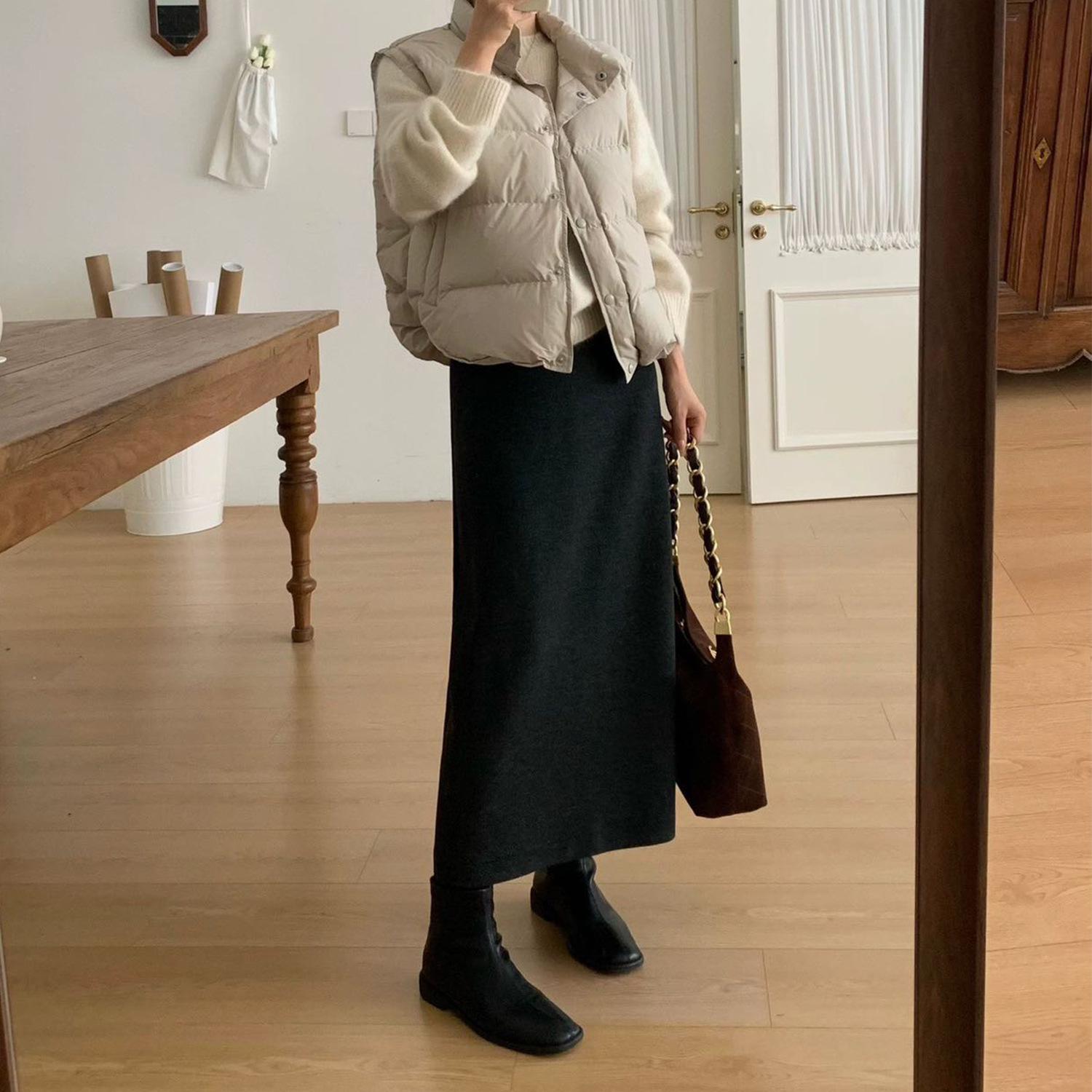 Korean Style Fleece-Lined Wool A-Line Long Skirt for Women - Warm, Elastic Waist, Autumn/Winter M серый/древесный уголь
Korean Style Fleece-Lined Wool A-Line Long Skirt for Women - Warm, Elastic Waist, Autumn/Winter M серый/древесный уголь