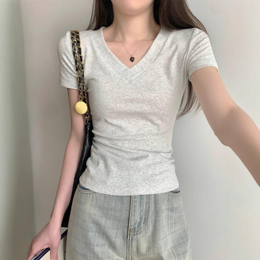 Women s American-Style V-Neck Slim Fit Short Sleeve T-Shirt - Summer Fashion M - Premium светло-серый
Women s American-Style V-Neck Slim Fit Short Sleeve T-Shirt - Summer Fashion M - Premium светло-серый