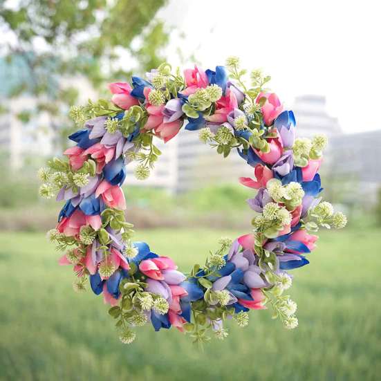 Yousheng 15 Inch Tulip Wreath for Front Door Spring Summer Faux Silk Wreath with Eucalyptus Leaves Artificial Floral Wreath for Indoor Outdoor Wall B
Yousheng 15 Inch Tulip Wreath for Front Door Spring Summer Faux Silk Wreath with Eucalyptus Leaves Artificial Floral Wreath for Indoor Outdoor Wall B