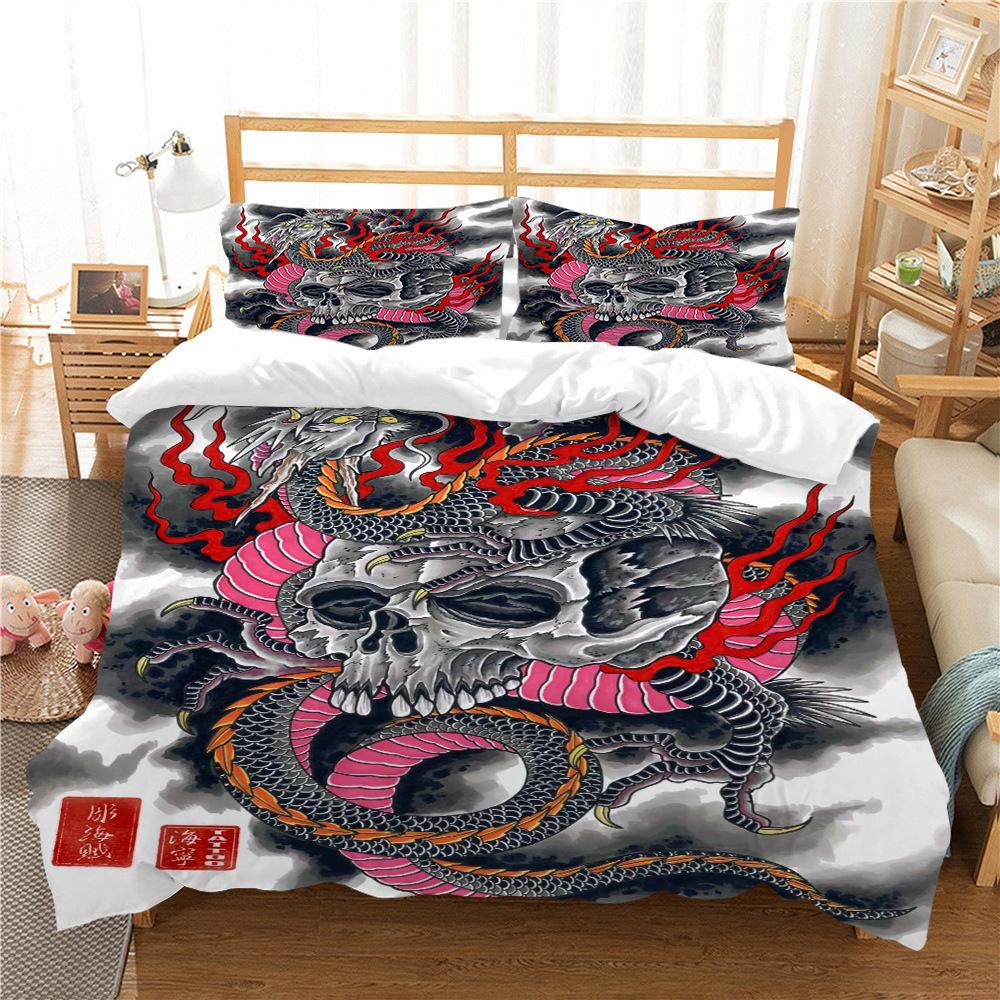 Quilt Cover Pillowcase Two Or Three-Piece Set Skull Series 3D Digital Printing Polyester EU single 135*200
Quilt Cover Pillowcase Two Or Three-Piece Set Skull Series 3D Digital Printing Polyester EU single 135*200