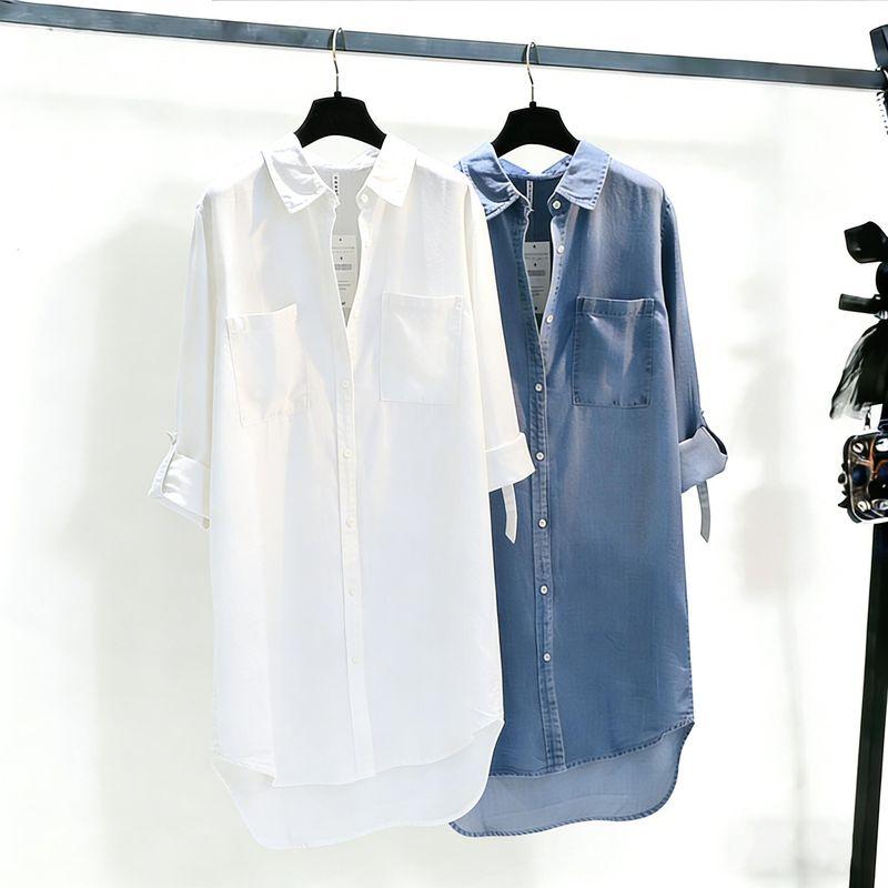 Light Luxury Fashion Mid-Length Denim Shirt Dress, New Spring and Autumn Style with Double Pockets, Rolled Sleeves, Thin and Loose-Fitting Shirt Top White M
Light Luxury Fashion Mid-Length Denim Shirt Dress, New Spring and Autumn Style with Double Pockets, Rolled Sleeves, Thin and Loose-Fitting Shirt Top White M