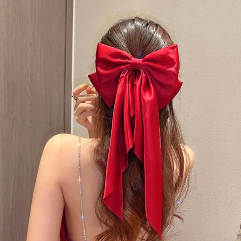 Red Streamer Large Bow Ribbon Hair Clip for Women Elegant Fashion Simple Solid Satin Ponytail Bow Hairpin Girls Hair Accessories
Red Streamer Large Bow Ribbon Hair Clip for Women Elegant Fashion Simple Solid Satin Ponytail Bow Hairpin Girls Hair Accessories
