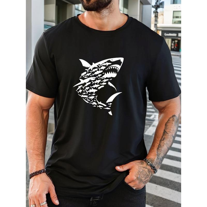 European size Men S Shark Pattern Summer Casual Short-Sleeve T-Shirt Fashionable Comfortable Crew Neck Tee Tops for Men 4XL чорний
European size Men S Shark Pattern Summer Casual Short-Sleeve T-Shirt Fashionable Comfortable Crew Neck Tee Tops for Men 4XL чорний