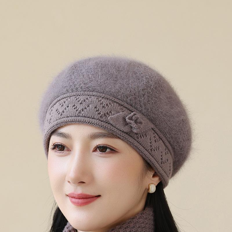 Зимняя шапка берет из кроличьего пуха для пожилых людей, толстая теплая вязаная шапка only hat