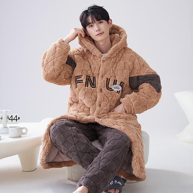 Мужской стеганый зимний халат-пижама с капюшоном - Теплая, толстая верхняя одежда из кораллового флиса XL
Мужской стеганый зимний халат-пижама с капюшоном - Теплая, толстая верхняя одежда из кораллового флиса XL