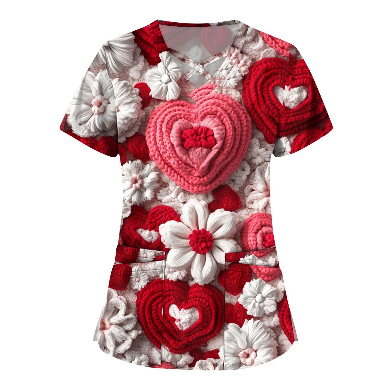 Женская мода V-образный вырез ко Дню святого Валентина с принтом, короткими рукавами, маленькими карманами, рабочая одежда, топы XXXL
Женская мода V-образный вырез ко Дню святого Валентина с принтом, короткими рукавами, маленькими карманами, рабочая одежда, топы XXXL