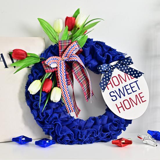 Independence Day Tulip Wreath Red White Blue Bowknot Decor Round Front Door Garland Artificial Tulip Decor
Independence Day Tulip Wreath Red White Blue Bowknot Decor Round Front Door Garland Artificial Tulip Decor