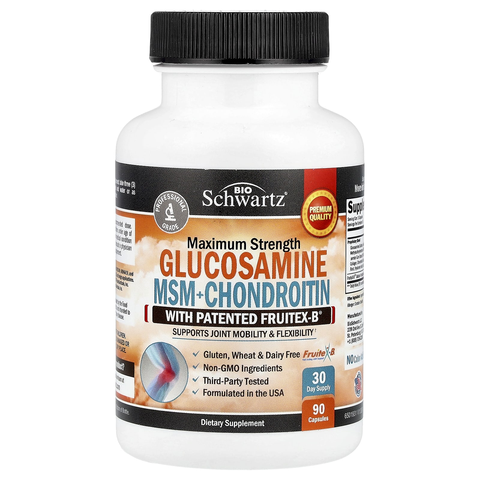 Glucosamine MSM + Chondroitin with Patented Fruitex-B®, Maximum Strength, 90 Veggie Caps
Glucosamine MSM + Chondroitin with Patented Fruitex-B®, Maximum Strength, 90 Veggie Caps