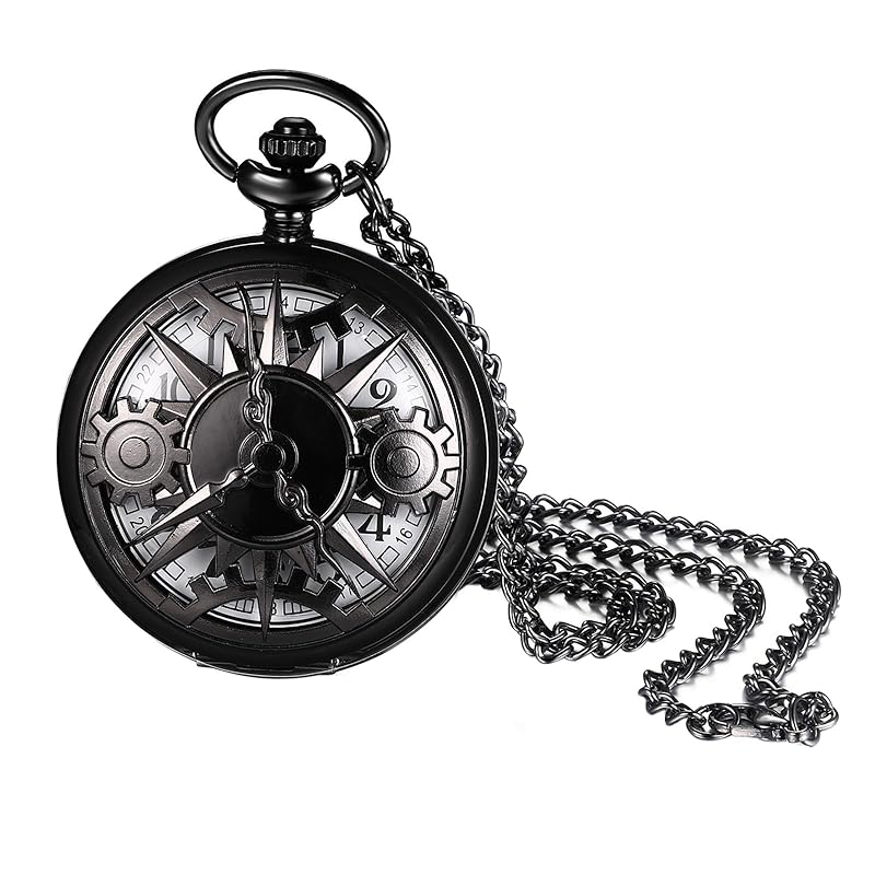 pocket watch skeleton gear antique black: pendant watch analog pocket watch necklace with chain - birthday anniversary Christmas Valentine white day
pocket watch skeleton gear antique black: pendant watch analog pocket watch necklace with chain - birthday anniversary Christmas Valentine white day