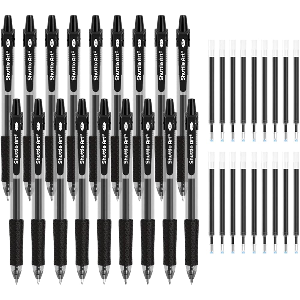 Shuttle Art Gel Pen Black 0.7mm Quick Dry 36 Pack with 18 Refills and Clip Writing Supplies
Shuttle Art Gel Pen Black 0.7mm Quick Dry 36 Pack with 18 Refills and Clip Writing Supplies