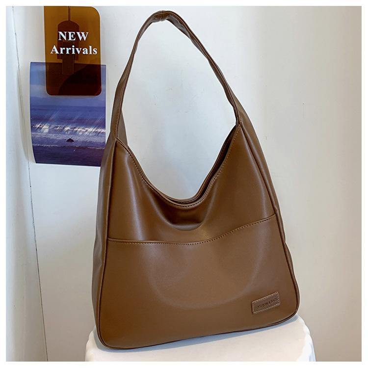 Большая вместительная ретро-сумка, женская новая фактурная сумка-тоут для студентов колледжа, классная сумка через плечо, простая повседневная сумка 30x12x31cm коричневый