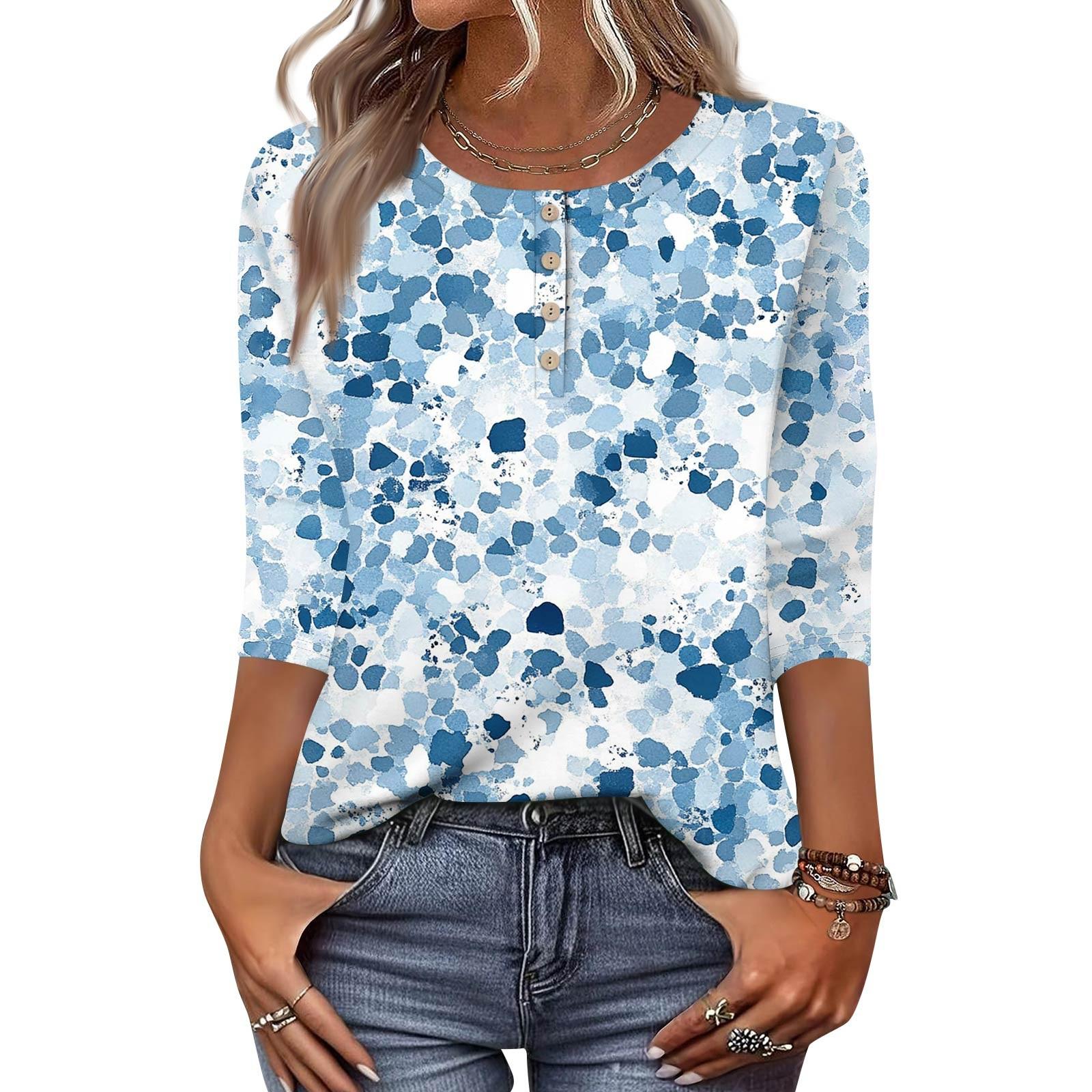 Жіноча повсякденна модна футболка з принтом, топ з круглим вирізом та рукавом сім восьмих XXL синій
Жіноча повсякденна модна футболка з принтом, топ з круглим вирізом та рукавом сім восьмих XXL синій