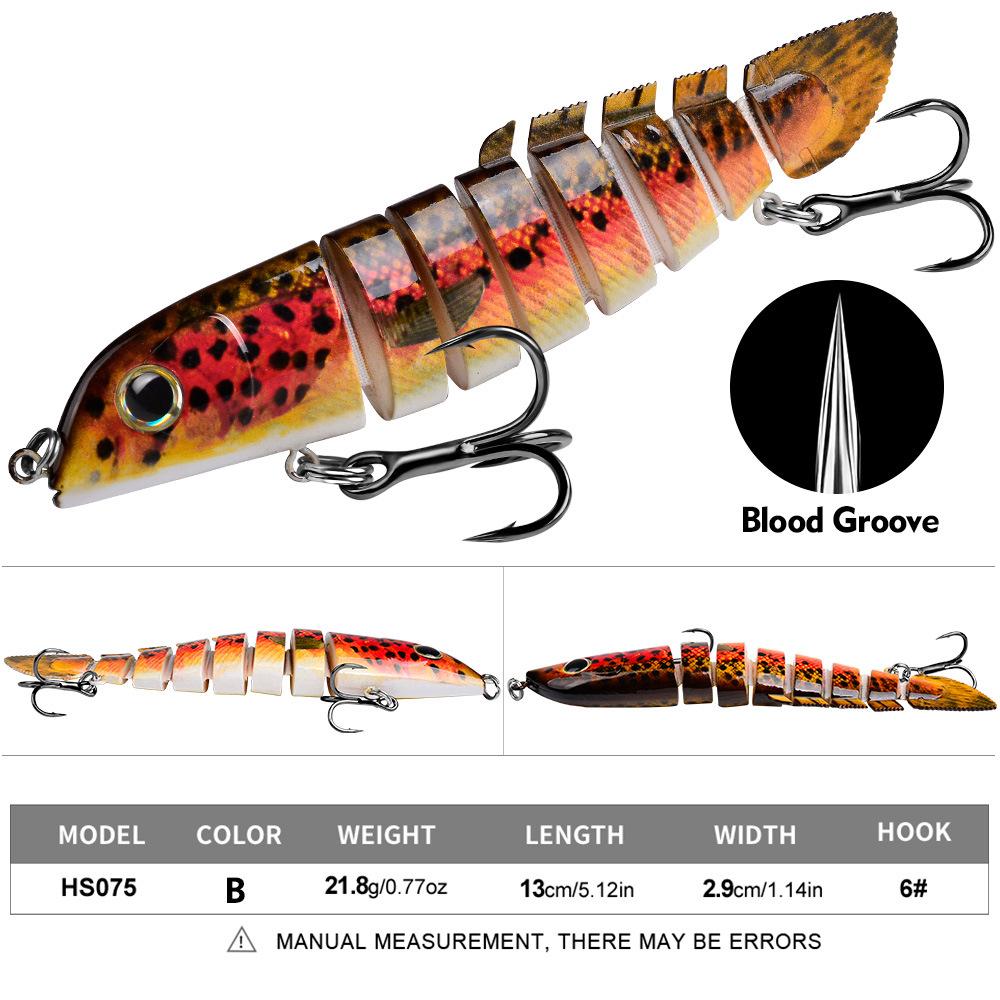 Многосекционная приманка для вьюна 13 см 21,8 г, биомиметическая приманка для окуня, погруженная в воду, многосекционная приманка для рыбы, пластиковая поддельная приманка 13cm/21.8g