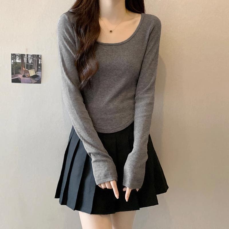 Футболка с длинным рукавом и U-образным вырезом на правом плече для женщин на осень и зиму, изогнутый подол, простая и универсальная узкая резинка внутри. XL
Футболка с длинным рукавом и U-образным вырезом на правом плече для женщин на осень и зиму, изогнутый подол, простая и универсальная узкая резинка внутри. XL