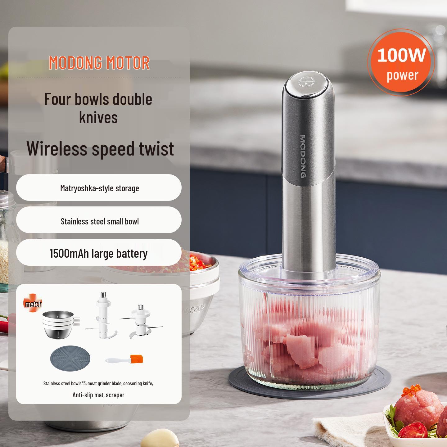 Modong Multi-functional Wireless Food Processor - Electric Meat Grinder & Garlic Chopper
Modong Multi-functional Wireless Food Processor - Electric Meat Grinder & Garlic Chopper