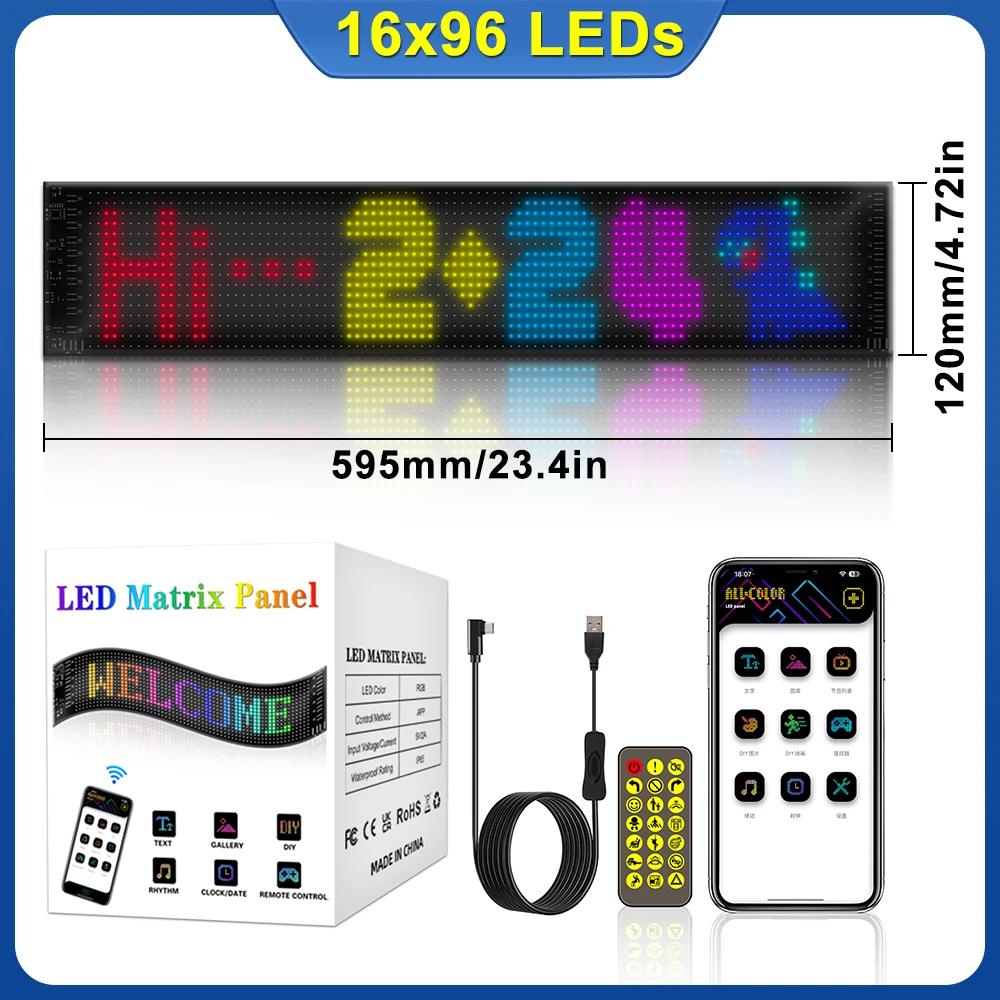 Smart Bluetooth APP LED Matrix Pixel Panel Programmable Flexible Scrolling LED Display Night Light for Car Store Hotel Bar 16x96 LEDs 12x60CM
Smart Bluetooth APP LED Matrix Pixel Panel Programmable Flexible Scrolling LED Display Night Light for Car Store Hotel Bar 16x96 LEDs 12x60CM