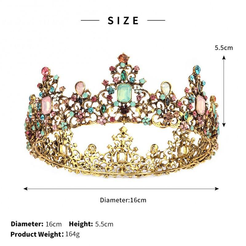 Bride Headwear Alloy Crown Retro Baroque Wedding Ornaments Colorful Rhinestones Round
Bride Headwear Alloy Crown Retro Baroque Wedding Ornaments Colorful Rhinestones Round