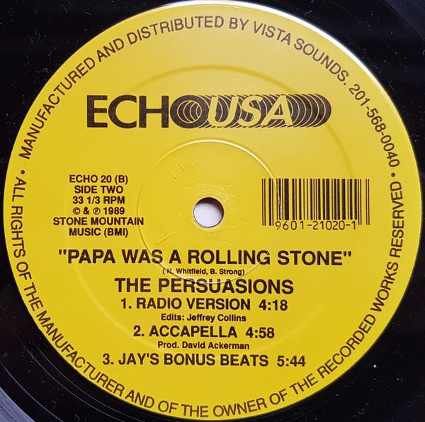 12-дюймовая пластинка PERSUASIONS - Papa Was A Rolling Stone ECHO20 Echo USA 1989 США Танцевальная и Электронная Б/У
12-дюймовая пластинка PERSUASIONS - Papa Was A Rolling Stone ECHO20 Echo USA 1989 США Танцевальная и Электронная Б/У