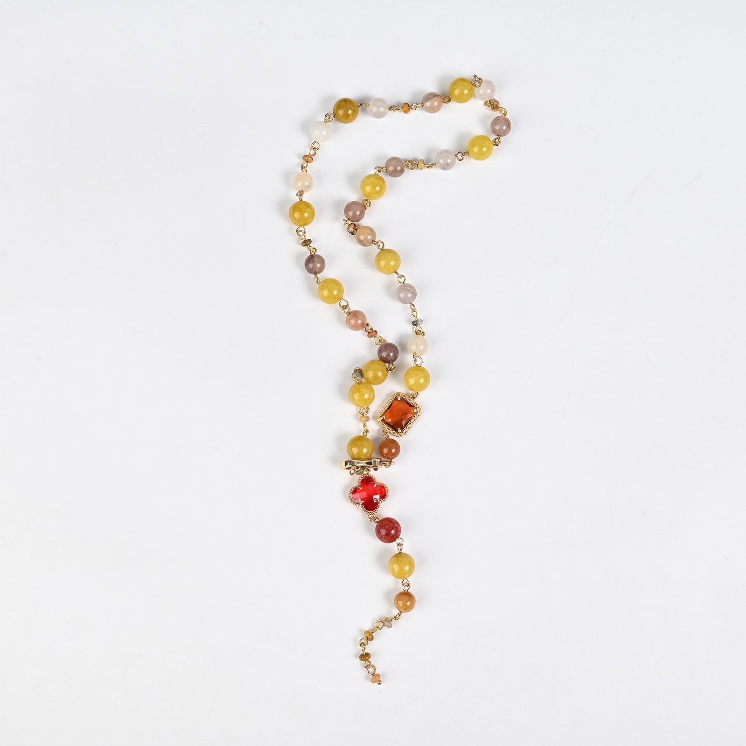 Женское ретро ожерелье с кристаллами в виде четырехлистного клевера и натуральным камнем
Женское ретро ожерелье с кристаллами в виде четырехлистного клевера и натуральным камнем