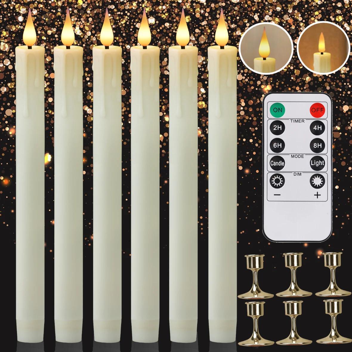 Flameless LED Taper Candles with Remote Timer Battery Operated Flickering Candlesticks for Wedding Halloween Christmas Decor 6Pcs per Set
Flameless LED Taper Candles with Remote Timer Battery Operated Flickering Candlesticks for Wedding Halloween Christmas Decor 6Pcs per Set