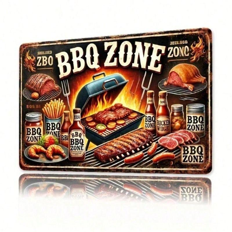 Vintage Metal BBQ Poster for Bar Wall Decor
Vintage Metal BBQ Poster for Bar Wall Decor