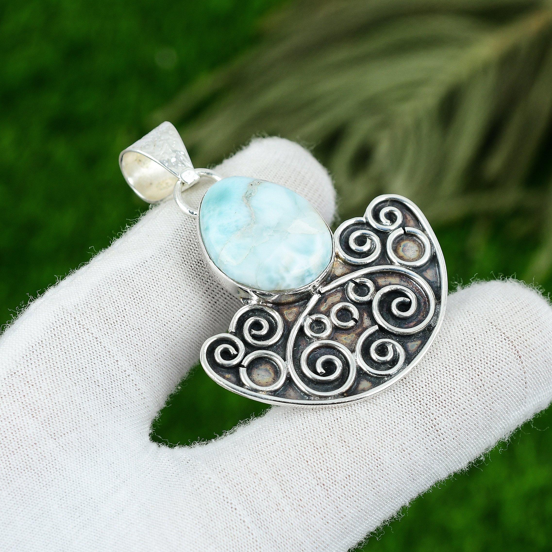 Sterling Silver Oval Larimar Stone Wedding Sister Birthday Bezel New Pendant
Sterling Silver Oval Larimar Stone Wedding Sister Birthday Bezel New Pendant