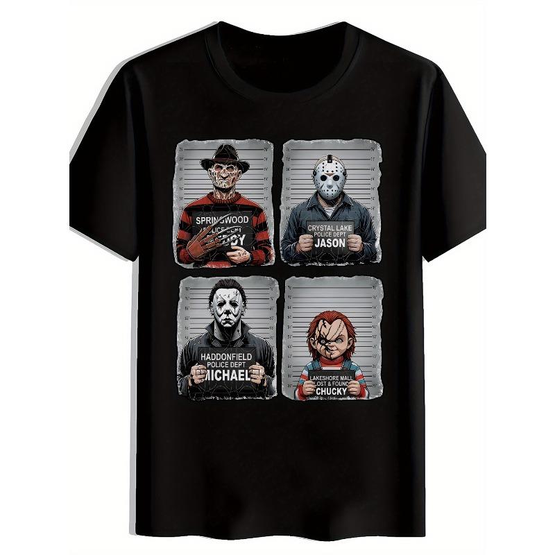 Європейські розміри Чоловіча футболка з графічним принтом Ікони Жахів - Чорна Повсякденна Літня футболка з коротким рукавом та круглим вирізом з Фредді Крюгером, Джейсоном, 4XL чорний
Європейські розміри Чоловіча футболка з графічним принтом Ікони Жахів - Чорна Повсякденна Літня футболка з коротким рукавом та круглим вирізом з Фредді Крюгером, Джейсоном, 4XL чорний