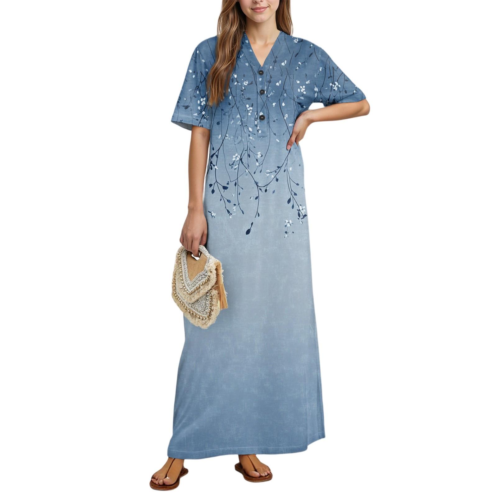 Women s Fashion Printed Nightgown Home Clothes Short Sleeve Nightgown With Pockets Long Dress XXL
Women s Fashion Printed Nightgown Home Clothes Short Sleeve Nightgown With Pockets Long Dress XXL
