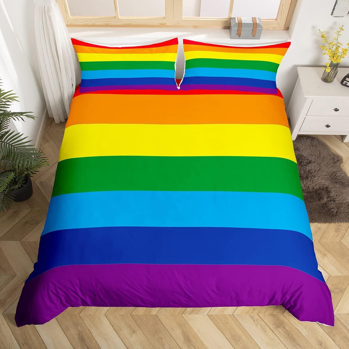 Rainbow Stripe Printed Duvet Set Three-Piece 3D Digital Printing Kit Bedding Set EU single 135*200
Rainbow Stripe Printed Duvet Set Three-Piece 3D Digital Printing Kit Bedding Set EU single 135*200