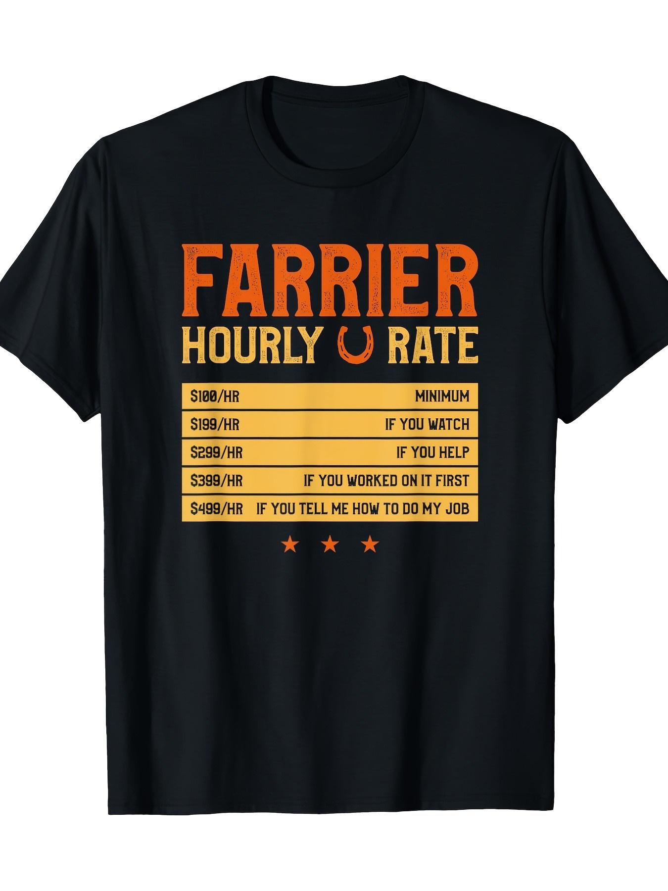 Funny Farrier Hourly Rate Joke - Sarcastic Horse Care Consultant Design T-Shirt - Black Crew Neck Tee for Equestrians XL
Funny Farrier Hourly Rate Joke - Sarcastic Horse Care Consultant Design T-Shirt - Black Crew Neck Tee for Equestrians XL