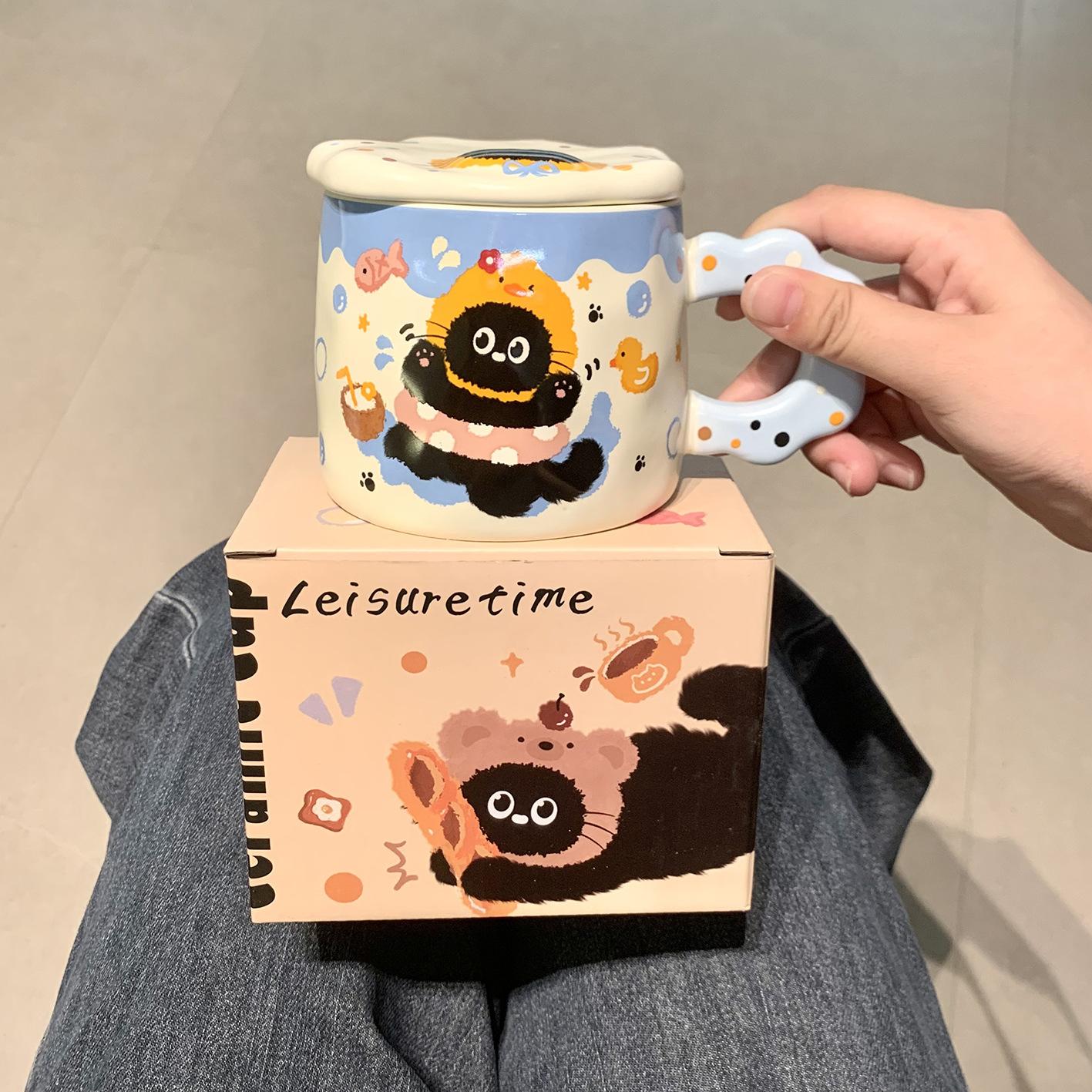 Cat mug with lid cute cup high value ceramic water cup home coffee breakfast cup children s souvenir 301-400ml
Cat mug with lid cute cup high value ceramic water cup home coffee breakfast cup children s souvenir 301-400ml