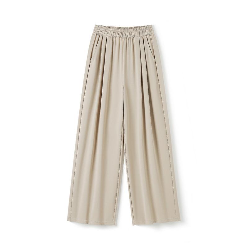 Summer wide-leg pants women s ice silk thin high-waisted drape casual loose pleated straight floor-mopping trousers simple L
Summer wide-leg pants women s ice silk thin high-waisted drape casual loose pleated straight floor-mopping trousers simple L