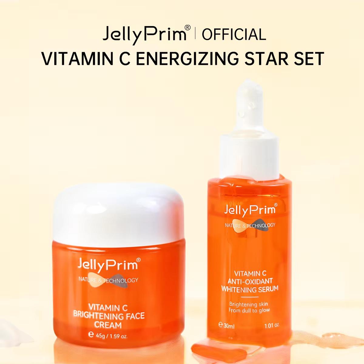 JellyPrim Набор сывороток с витамином С для лица, крем для век, от мешков под глазами, темных кругов, крем для лица с витамином, отбеливающий тоник, набор для ухода за кожей против старения Serum & Cream оранжевый
JellyPrim Набор сывороток с витамином С для лица, крем для век, от мешков под глазами, темных кругов, крем для лица с витамином, отбеливающий тоник, набор для ухода за кожей против старения Serum & Cream оранжевый