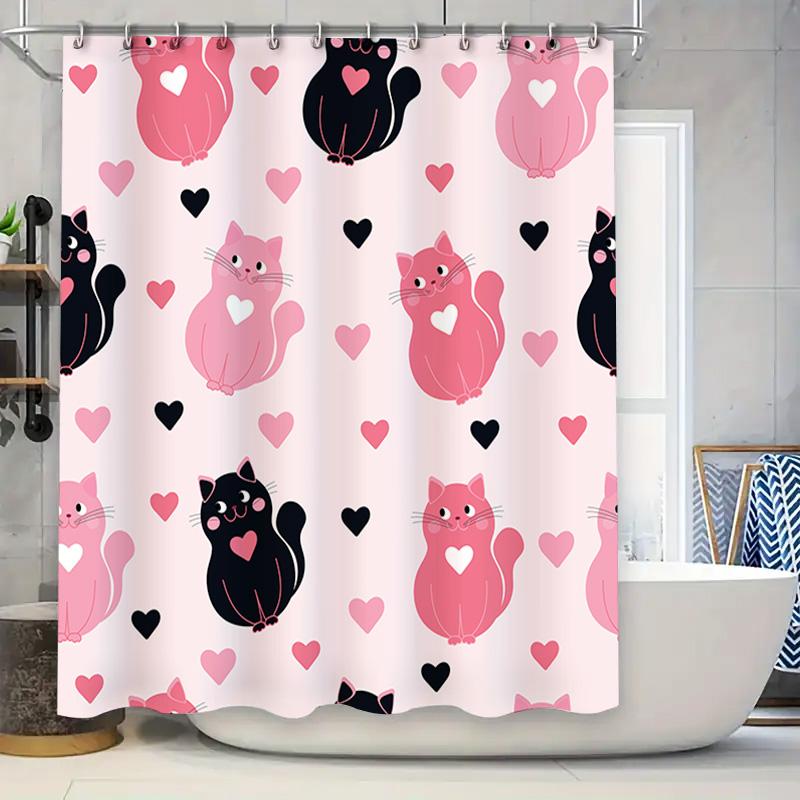 Pink Cat Shower Curtain Black Pink Love Hearts Print Bathroom Decor Polyester Water-Resistant Shower Curtains For Home Bathrooms W60H190(CM)-1 Pcs
Pink Cat Shower Curtain Black Pink Love Hearts Print Bathroom Decor Polyester Water-Resistant Shower Curtains For Home Bathrooms W60H190(CM)-1 Pcs