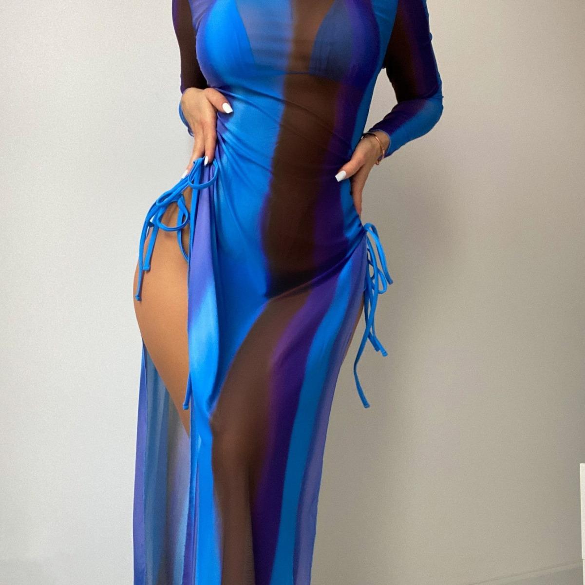 European and American Hot-Selling Women s Three-Piece Swimsuit Cover-Up Set with Long-Sleeve Striped Print Design Medium синій
European and American Hot-Selling Women s Three-Piece Swimsuit Cover-Up Set with Long-Sleeve Striped Print Design Medium синій