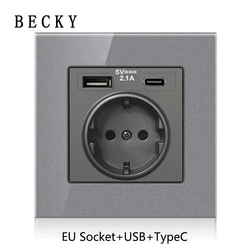86 Type European Wall Power Supply USB TypeA TypeC Socket Panel German Socket European Standard 16A German Standard Glass Panel 110-250V&EU сірий
86 Type European Wall Power Supply USB TypeA TypeC Socket Panel German Socket European Standard 16A German Standard Glass Panel 110-250V&EU сірий