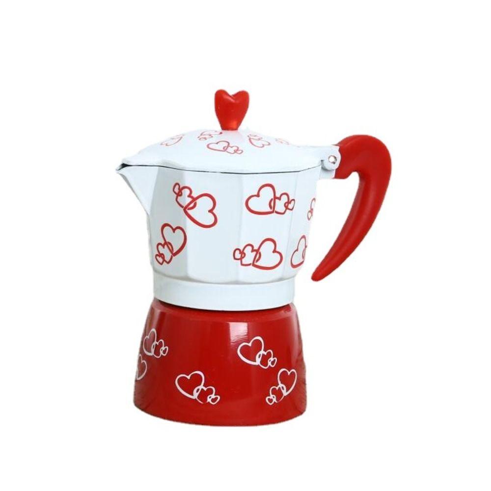 Heart Pattern Espresso Coffee Kettle 150/300ml Coffee Maker Pot Aluminum Mocha Pot Outdoor 300ml
