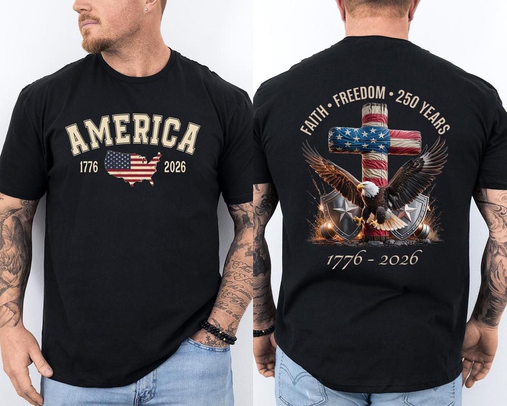 250 Years American Flag 250th Anniversary Faith Freedom Eagle Front amp; Back Shirt Unisex T-Shirt XXL
250 Years American Flag 250th Anniversary Faith Freedom Eagle Front amp; Back Shirt Unisex T-Shirt XXL
