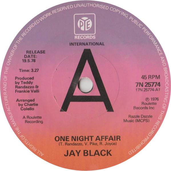 7-дюймовая пластинка JAY BLACK One Night Affair 7N25774PROMO Pye Internation 1978 UK SoulFunk Б/у
7-дюймовая пластинка JAY BLACK One Night Affair 7N25774PROMO Pye Internation 1978 UK SoulFunk Б/у