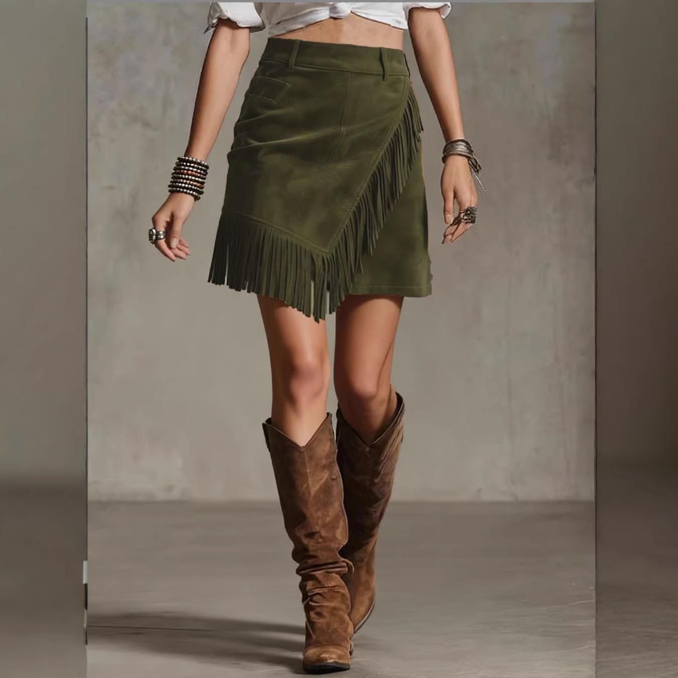 Retro Western Style Suede Asymmetrical Hem Plush Bodycon Skirt for Women M оливковий колір
Retro Western Style Suede Asymmetrical Hem Plush Bodycon Skirt for Women M оливковий колір