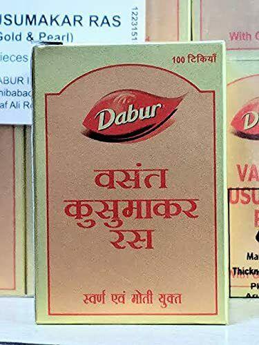 Dabur Vasant Kusumakar Ras with Gold & Pearl 100 TabletS
Dabur Vasant Kusumakar Ras with Gold & Pearl 100 TabletS