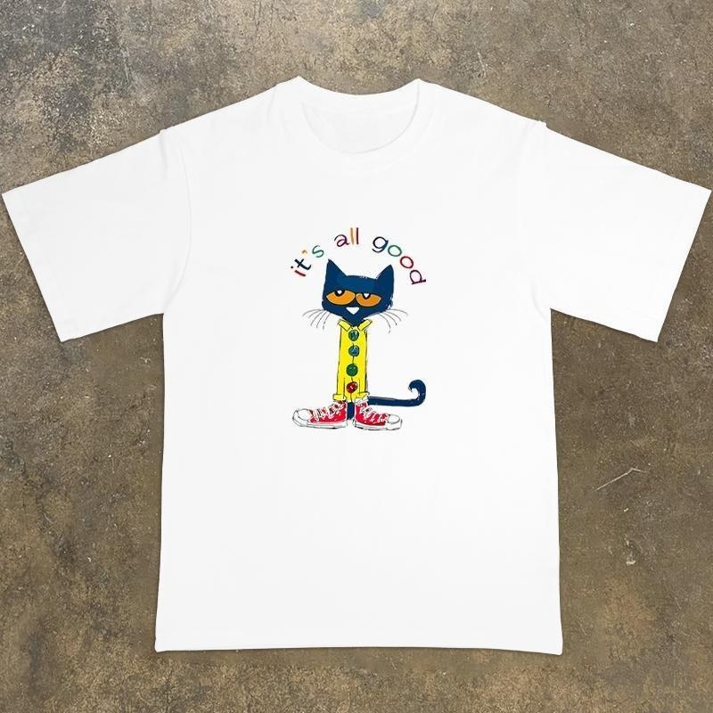 Short-sleeved T-shirt with Peter Cat Illustration Print, American Street Style Heavyweight Pure Cotton Casual Half-sleeved Top 4XL
Short-sleeved T-shirt with Peter Cat Illustration Print, American Street Style Heavyweight Pure Cotton Casual Half-sleeved Top 4XL