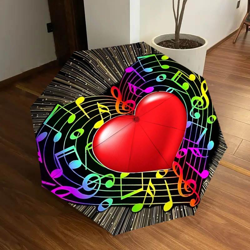Colorful Musical Notes Heart Shaped Automatic Opening/Closing Umbrella with Foldable Design, 8-Bone Iron Frame Outdoor Rain Umbrella for Fes
Colorful Musical Notes Heart Shaped Automatic Opening/Closing Umbrella with Foldable Design, 8-Bone Iron Frame Outdoor Rain Umbrella for Fes