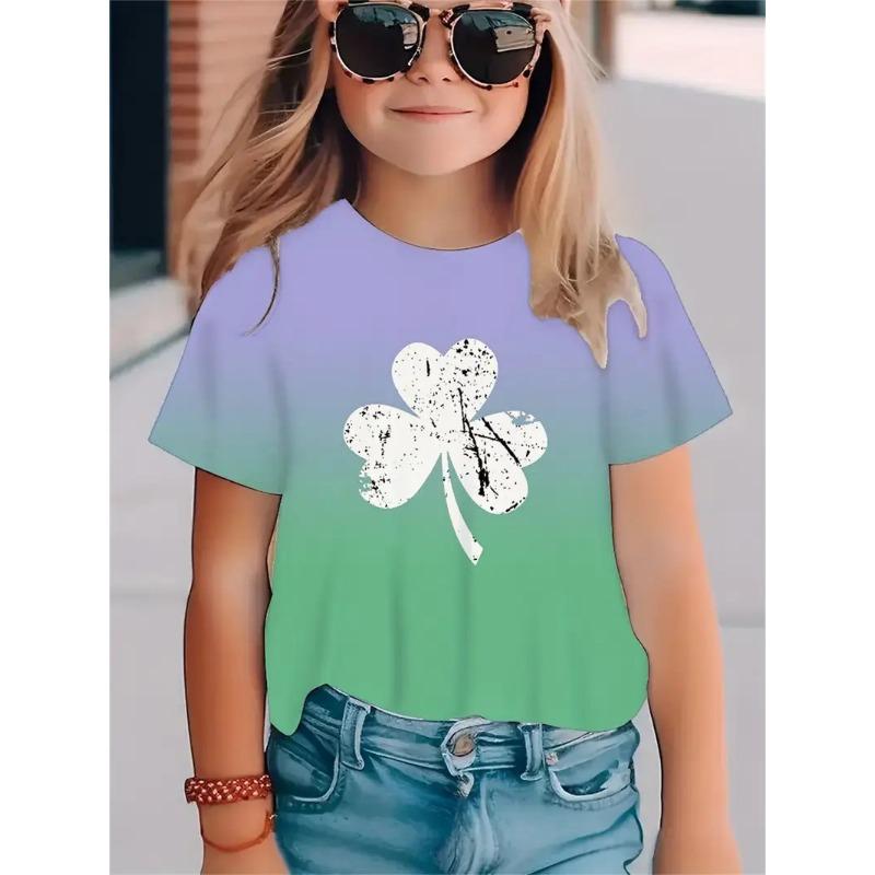 Модный простой свежий узор с четырьмя листами клевера для девочек с круглым вырезом и короткими рукавами 170
Модный простой свежий узор с четырьмя листами клевера для девочек с круглым вырезом и короткими рукавами 170