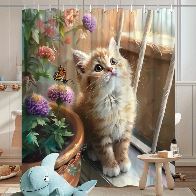 Flowers, Butterflies, Orange Cats Shower Curtain Washable Dirt-Resistant Shower Head Waterproof Polyester Bath Curtain W60H190(CM)-1 Pcs
Flowers, Butterflies, Orange Cats Shower Curtain Washable Dirt-Resistant Shower Head Waterproof Polyester Bath Curtain W60H190(CM)-1 Pcs