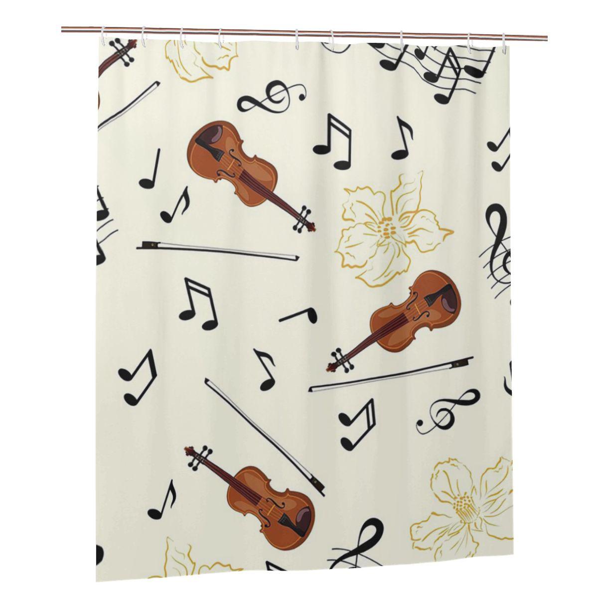 Violin Music Notes Floral Shower Curtain Bathroom Polyester Waterproof Bath Curtains With Hooks W60H190(CM)-1 Pcs
Violin Music Notes Floral Shower Curtain Bathroom Polyester Waterproof Bath Curtains With Hooks W60H190(CM)-1 Pcs