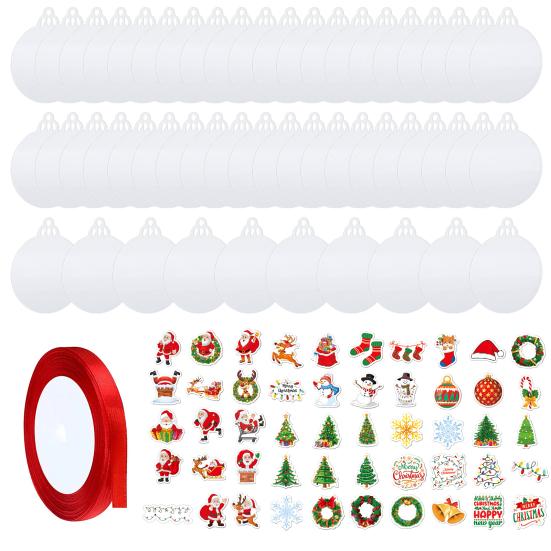 101Pcs/Set Clear Acrylic Ornaments Bulk, Christmas Round Discs Ornaments, Christmas Tree DIY Hanging Pendants with 1 Roll Red Ribbon and Christmas 1 Set
101Pcs/Set Clear Acrylic Ornaments Bulk, Christmas Round Discs Ornaments, Christmas Tree DIY Hanging Pendants with 1 Roll Red Ribbon and Christmas 1 Set