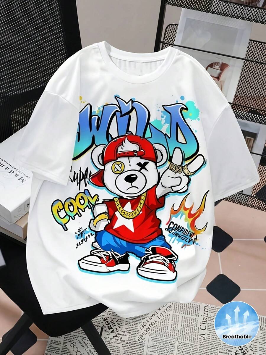 Graffiti Bear Tee Unisexs Casual Graphic TShirt Loose Fit Summer Short Sleeve Tee With Graffiti S
Graffiti Bear Tee Unisexs Casual Graphic TShirt Loose Fit Summer Short Sleeve Tee With Graffiti S